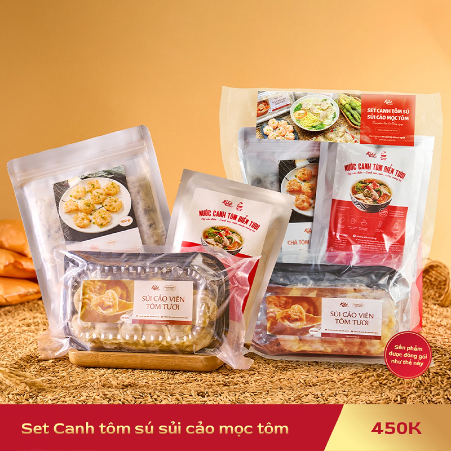 Set canh tôm sú sủi cảo mọc tôm